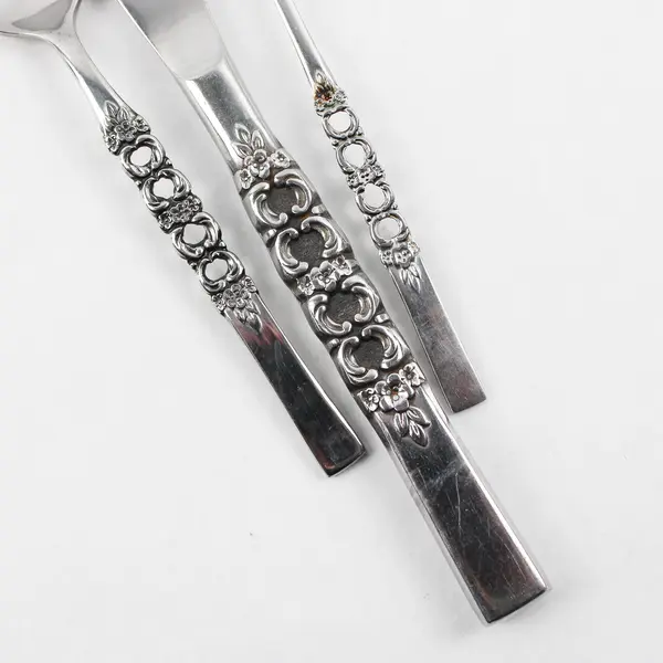 Lot of 4 Northland Rose Wisp Stainless Flatware Teaspoon Fork Knife 9.25"
