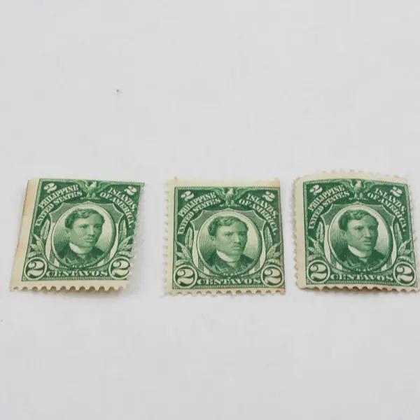 Lot of 10 Philippines USA 2 Centavos Stamps Jose Rizal Used