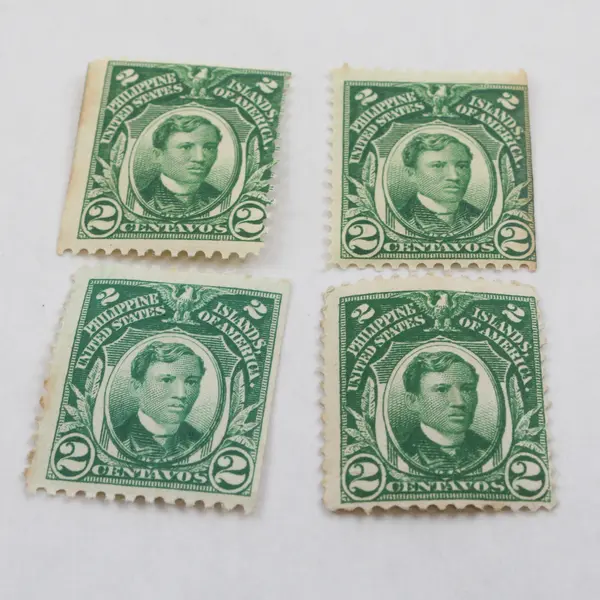 Lot of 10 Philippines USA 2 Centavos Stamps Jose Rizal Used