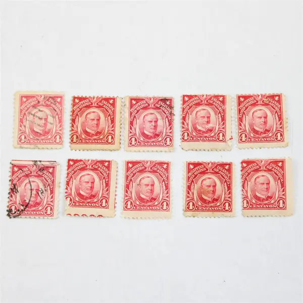 Lot Of 10 Philippines USA 4 Centavos Stamps Used William McKinley