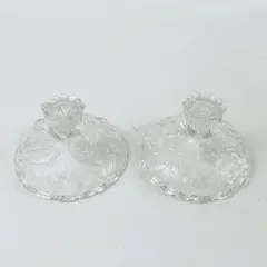 Lot of 2 Vintage Fenton Glass Decorative "Water Lily" Design Candlestick Holder