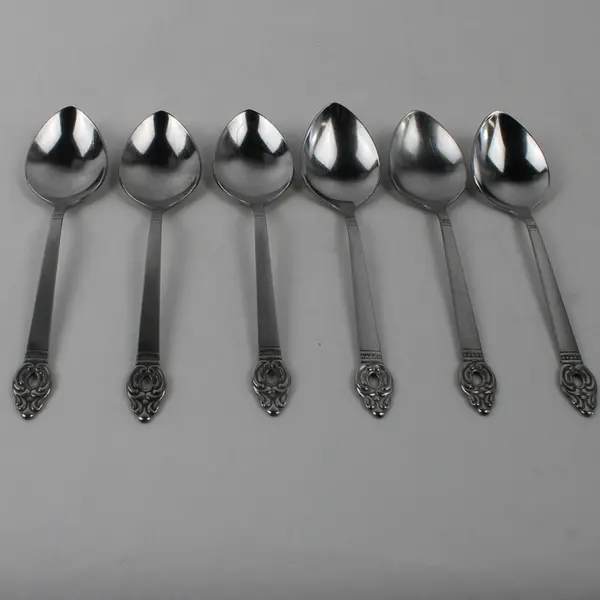 Lot Of 6 Oneida Silver Rogers Danish Court (Stainless) Flatware Soup Spoons 7"