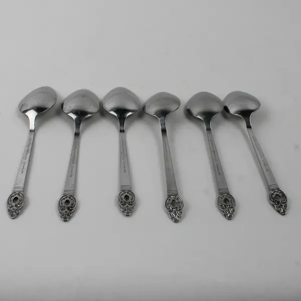 Lot Of 6 Oneida Silver Rogers Danish Court (Stainless) Flatware Soup Spoons 7"