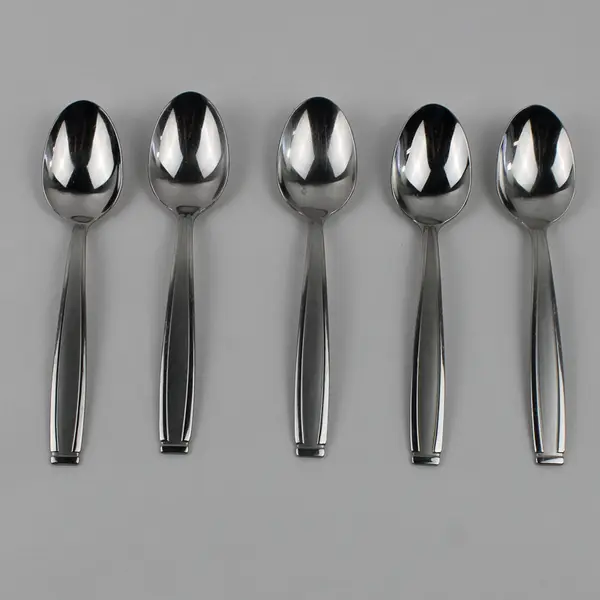 Lot Of 5 Oneida Silver Satin Shasta (Stainless) Flatware Soup Spoons 7" Long