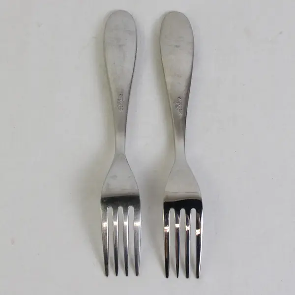 Lot of 2 Ikea 18/10 Stainless Solid Heavy Dinner Forks Unknown Pattern 8" Good