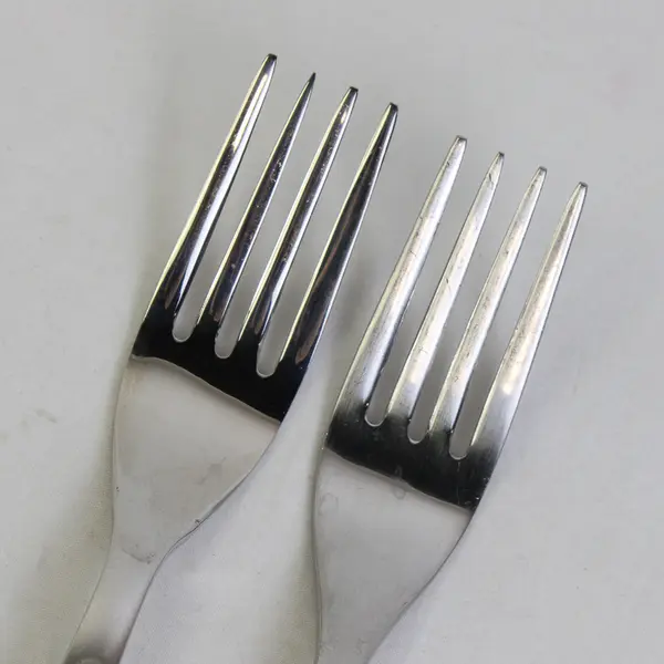 Lot of 2 Ikea 18/10 Stainless Solid Heavy Dinner Forks Unknown Pattern 8" Good