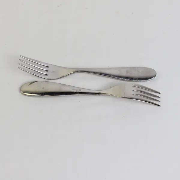 Lot of 2 Ikea 18/10 Stainless Solid Heavy Dinner Forks Unknown Pattern 8" Good
