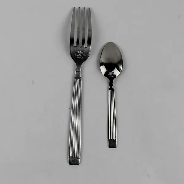 Lot of 2 IKEA IKE13 Pattern Stainless Dinner Fork Teaspoon Rare Hard To Find 
