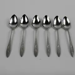 Lot of 6 Oneida Oneidacraft Deluxe Ember Glow Stainless Teaspoons 6" Good