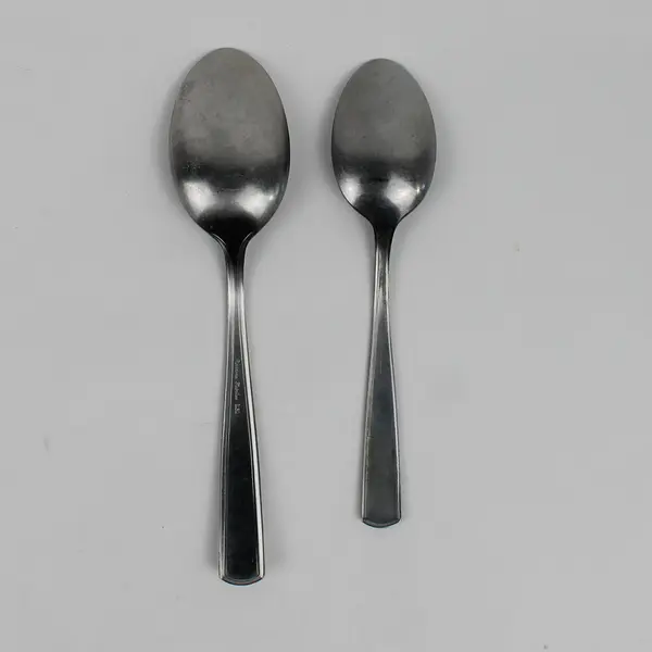 Lot of 2 Providence Simplicity Pattern Stainless Oval Soup Spoon & Serving Spoon