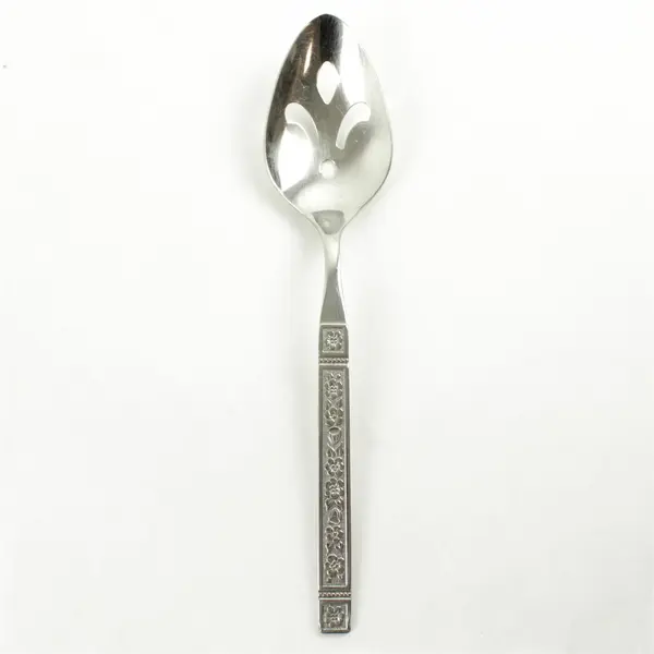Oneida Silver Wm A Rogers SS Coliseum Pattern Pierced Serving Spoon 8.25" HTF
