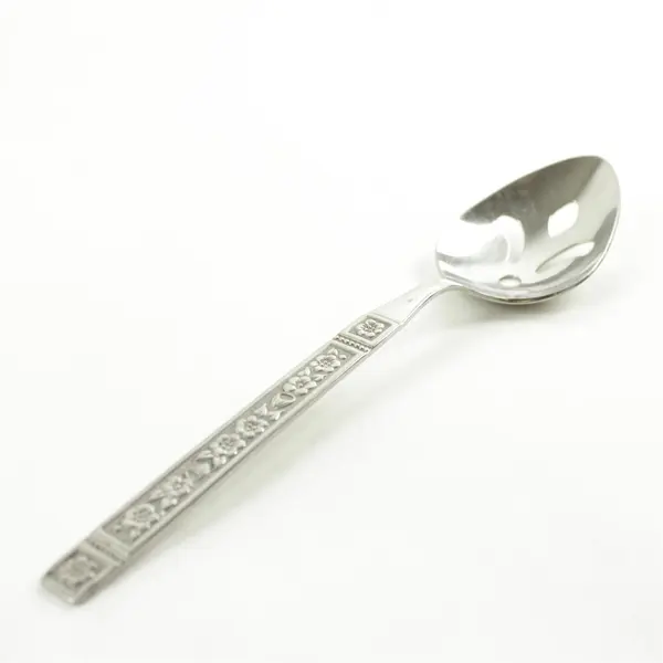 Oneida Silver Wm A Rogers SS Coliseum Pattern Pierced Serving Spoon 8.25" HTF