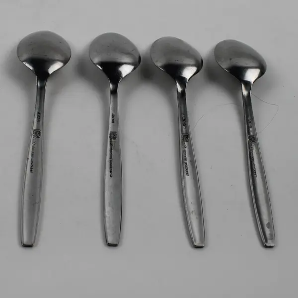 Lot of 4 Pageant Harvest Pattern Stainless Black Accent Teaspoons 6.25" Good