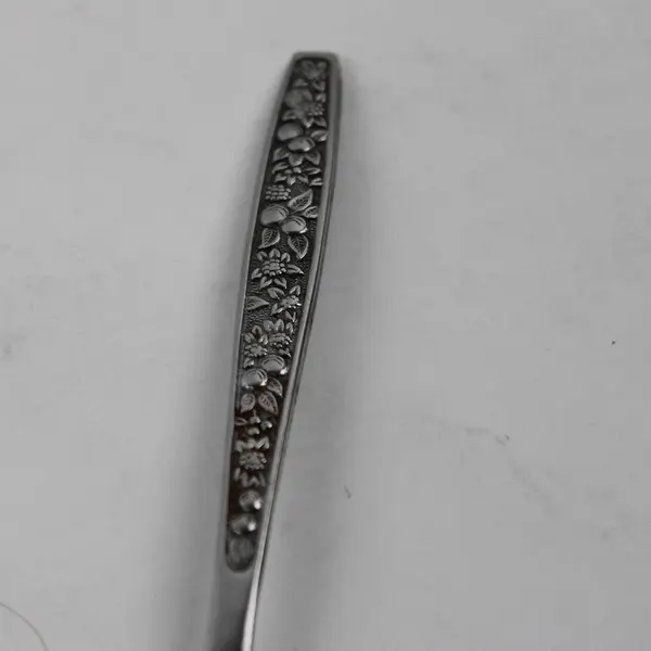 Lot of 4 Pageant Harvest Pattern Stainless Black Accent Teaspoons 6.25" Good