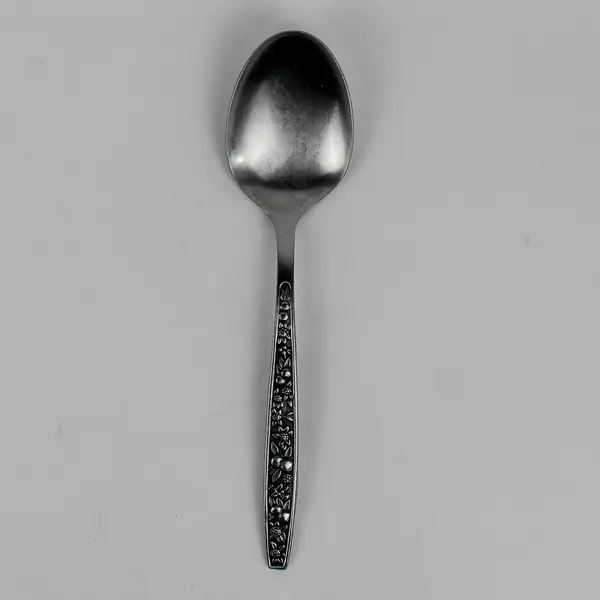 Pageant Harvest Pattern Stainless Black Accent Serving Spoon 8.5" Hard To Find 