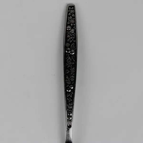 Pageant Harvest Pattern Stainless Black Accent Serving Spoon 8.5" Hard To Find 