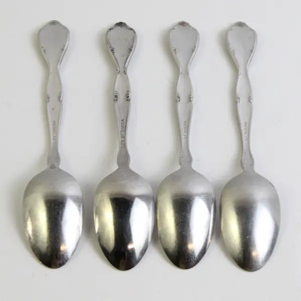 Lot of 4 Oneida Silver Lakewood-Tuxedo Pattern Stainless Teaspoons 6" Good