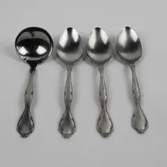 4 Oneida Silver Lakewood-Tuxedo Stainless 3 Serving Spoons 1 Gravy Ladle Rare 