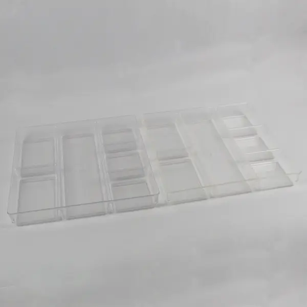 Lot Of 2 Unbranded Clear Plastic Drawer Organizers Stackable 11.75" x 11.75"