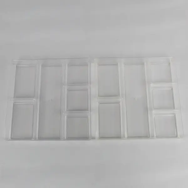 Lot Of 2 Unbranded Clear Plastic Drawer Organizers Stackable 11.75" x 11.75"