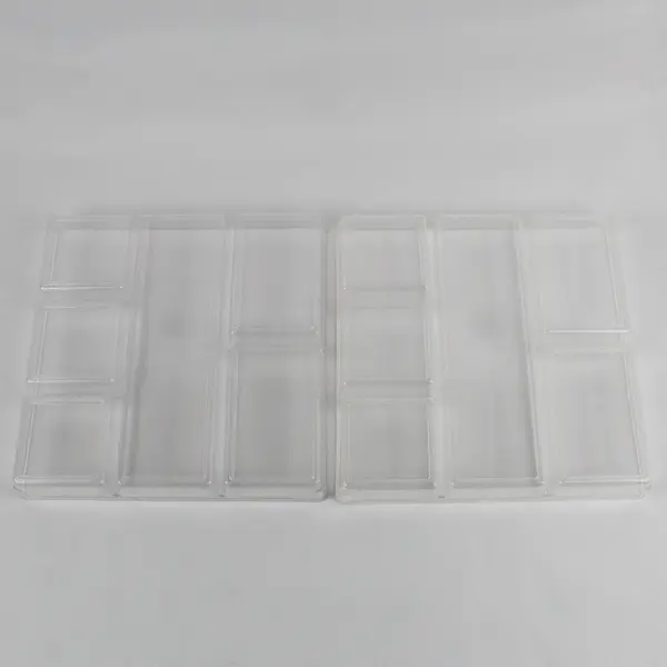 Lot Of 2 Unbranded Clear Plastic Drawer Organizers Stackable 11.75" x 11.75"