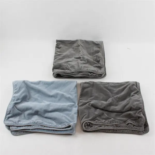 Lot Of 3 Ikea Sanela 65" x 65" Decorative Pillowcases Solid Color 2 Gray 1 Blue