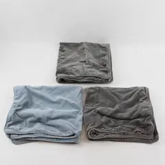 Lot Of 3 Ikea Sanela 65" x 65" Decorative Pillowcases Solid Color 2 Gray 1 Blue