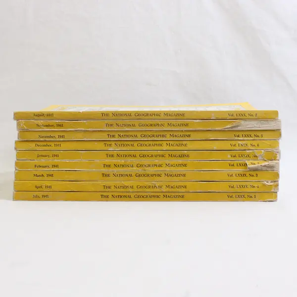 Vintage Lot of 9 National Geographic Magazines 1941 Missing May June October