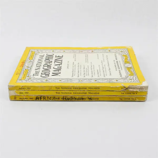 Vintage Lot of 3 National Geographic Magazines 1942 January June & December