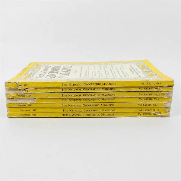 Vintage Lot of 7 National Geographic Magazines 1943 Apr Jul Aug Sept Oct Nov Dec