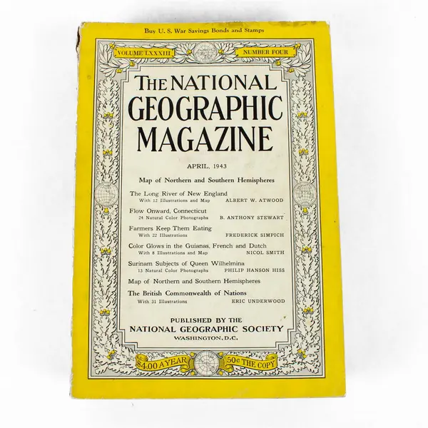 Vintage Lot of 7 National Geographic Magazines 1943 Apr Jul Aug Sept Oct Nov Dec