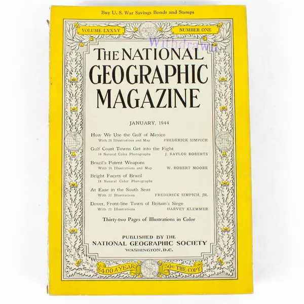 Vintage Lot of 6 National Geographic Magazines 1944 Jan Feb March Apr May June