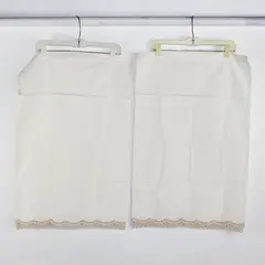 Lot Of 2 Unbranded Matching Solid White Crochet Trim Pillowcases 19.5" x 29"