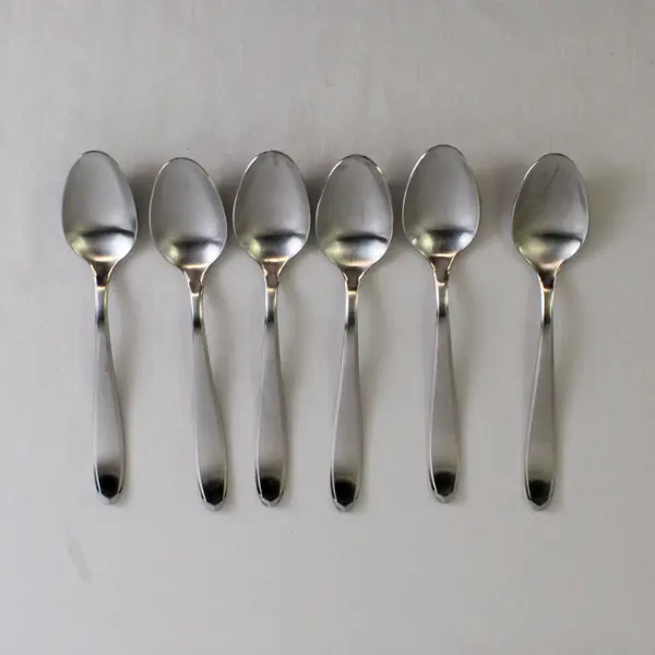 Lot of 6 J A Henckels Gem Satin Pattern 18/10 SS Oval-Shaped Soup Spoons 7.25"