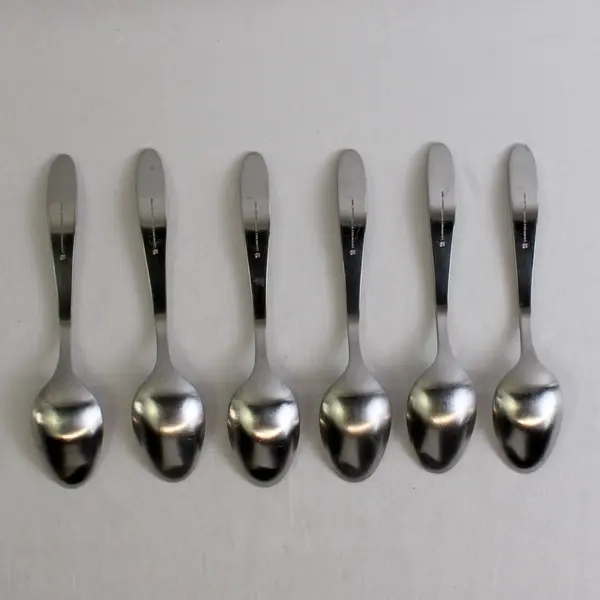 Lot of 6 J A Henckels Gem Satin Pattern 18/10 SS Oval-Shaped Soup Spoons 7.25"