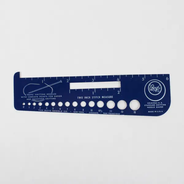 Vintage Boye U.S. Knitting Needle Gauge Metal 2 Inch Stitch Measure 6” Ruler