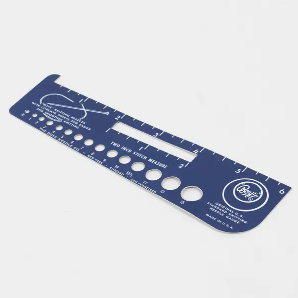Vintage Boye U.S. Knitting Needle Gauge Metal 2 Inch Stitch Measure 6” Ruler