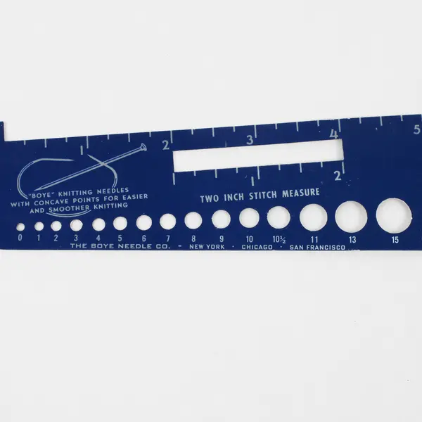 Vintage Boye U.S. Knitting Needle Gauge Metal 2 Inch Stitch Measure 6” Ruler