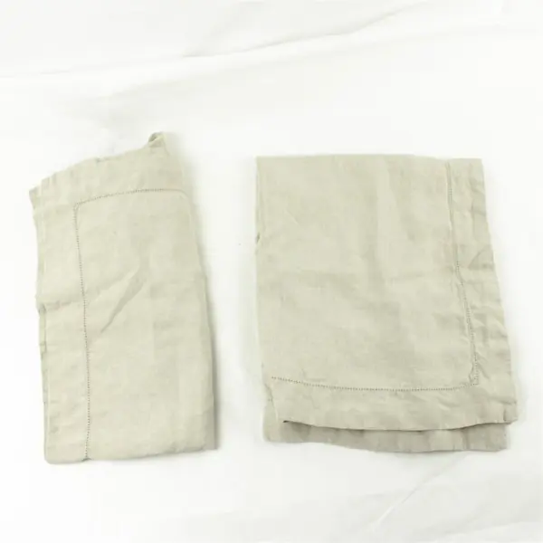 Lot of 2 Pottery Barn Soft Gray 100% Linen Hemstitched Pillow Sham Queen Size