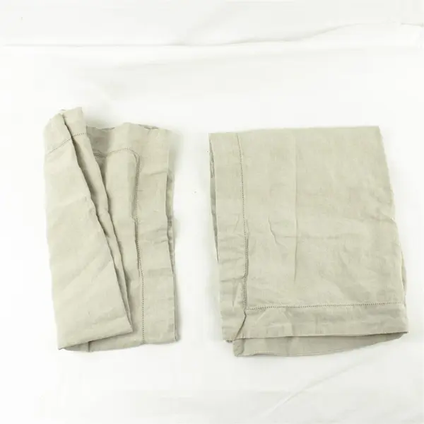 Lot of 2 Pottery Barn Soft Gray 100% Linen Hemstitched Pillow Sham Queen Size