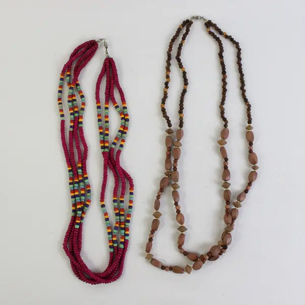 Lot of 6 Vtg Costume Jewelry Necklaces Wood Metal Various Colors and Textures