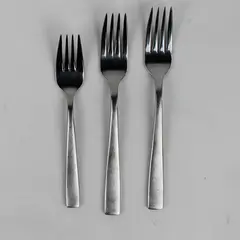 Lot of 3 Mikasa Unknown Pattern Forged Stainless 2 Dinner Forks 1 Salad Fork