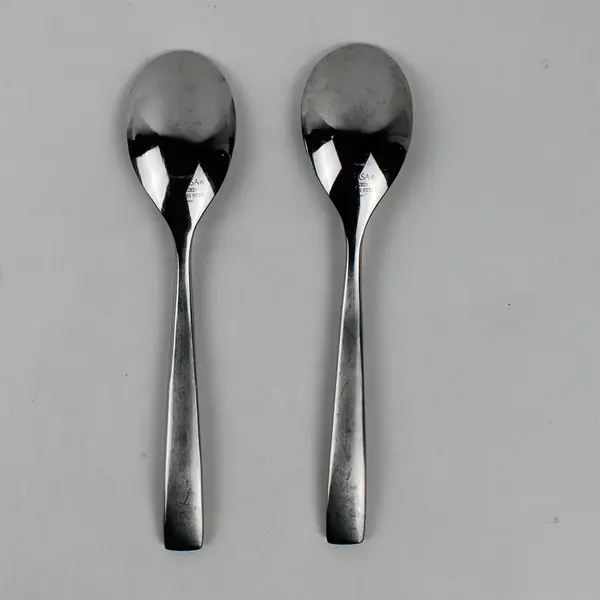 Lot of 2 Mikasa Unknown Pattern Forged Stainless Sugar Spoons 6.75" Good