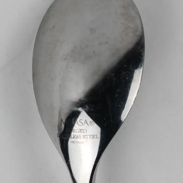 Lot of 2 Mikasa Unknown Pattern Forged Stainless Sugar Spoons 6.75" Good
