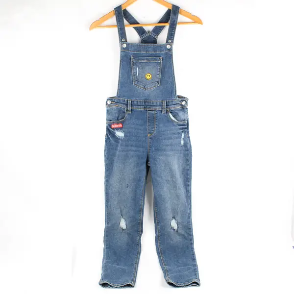 Jumping Beans Child's Size 12 Medium Wash Denim Overalls with Patches