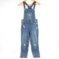 Jumping Beans Child's Size 12 Medium Wash Denim Overalls with Patches