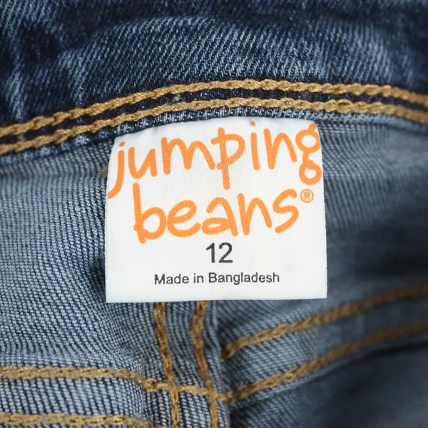 Jumping Beans Child's Size 12 Medium Wash Denim Overalls with Patches