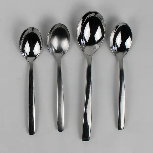 Lot of 4 Mikasa Unknown Pattern Stainless 3 Teaspoons 1 Oval Shaped Soup Spoon