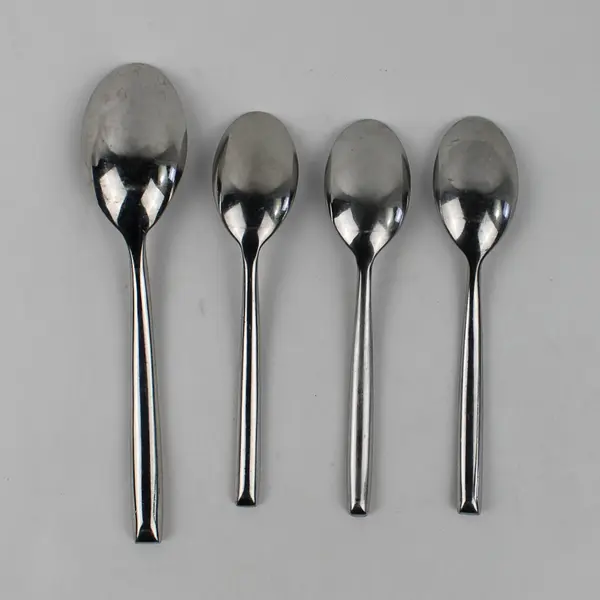 Lot of 4 Mikasa Unknown Pattern Stainless 3 Teaspoons 1 Oval Shaped Soup Spoon