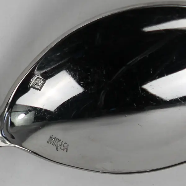 Lot of 4 Mikasa Unknown Pattern Stainless 3 Teaspoons 1 Oval Shaped Soup Spoon